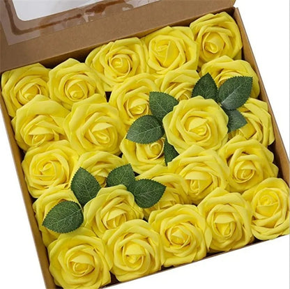 Rose Artificial Foam Fake Flowers | 15/25/100pcs Bulk Pack | Wedding Bouquets Centerpieces Mothers Day Valentines Gifts Party Decor