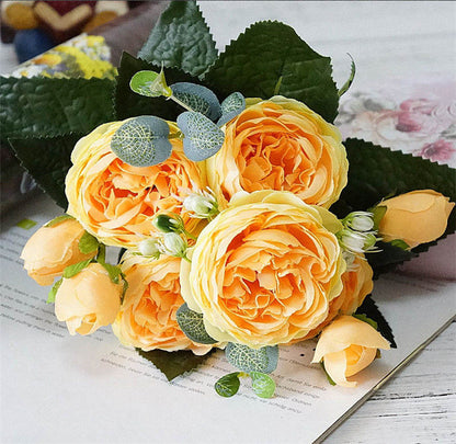 Silk Rose & Peony Artificial Flower Bouquet | Beautiful Flores for Wedding Party Home Decoration | Mariage Fake Flowers