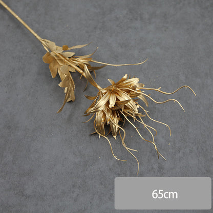 Simulated Gold Leaf & Eucalyptus Fan Leaf Arrangement | Ginkgo Leaf Artificial Greenery | Home Flower Arrangement Indoor Decor