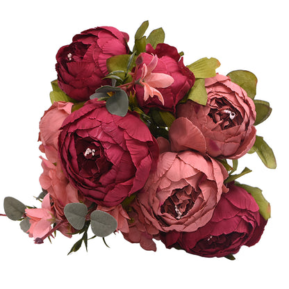1Bunch European Artificial Peony Silk Flowers | Wedding Party Home Decor | Bouquet Wreath DIY Scrapbooking Supplies