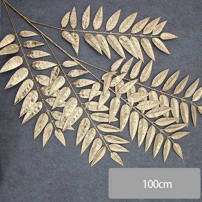 Simulated Gold Leaf & Eucalyptus Fan Leaf Arrangement | Ginkgo Leaf Artificial Greenery | Home Flower Arrangement Indoor Decor