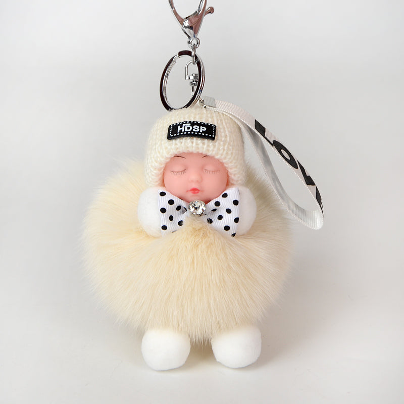 Key Chain Plush Cute Fox Fur Keychain Fluffy Accessories Key Chain Doll Ring Real Fur Keychain Pom Pom New Fashion