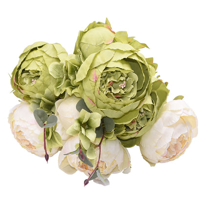 1Bunch European Artificial Peony Silk Flowers | Wedding Party Home Decor | Bouquet Wreath DIY Scrapbooking Supplies