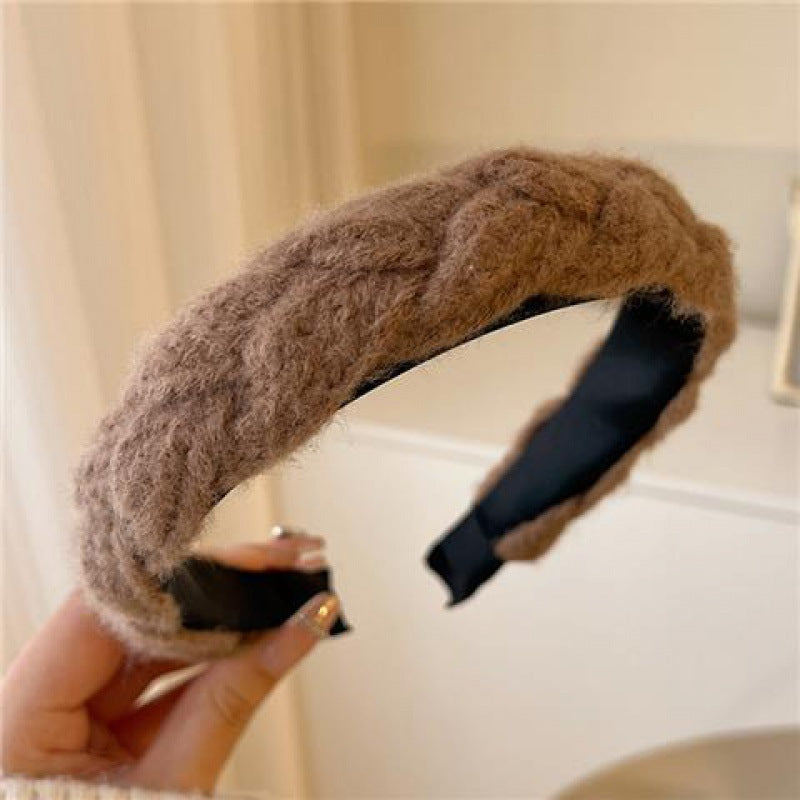 Fashionable Retro Elastic Hairband Fashion Plaid Printed Sponge Headband Headband Women's Wide Brim Hairband Women's Hair Accessories