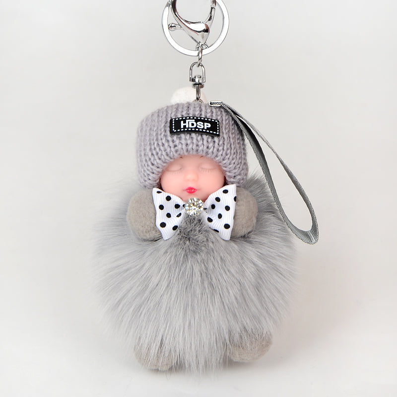 Key Chain Plush Cute Fox Fur Keychain Fluffy Accessories Key Chain Doll Ring Real Fur Keychain Pom Pom New Fashion