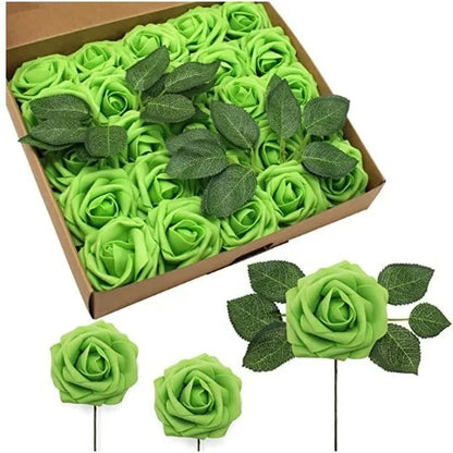 Rose Artificial Foam Fake Flowers | 15/25/100pcs Bulk Pack | Wedding Bouquets Centerpieces Mothers Day Valentines Gifts Party Decor