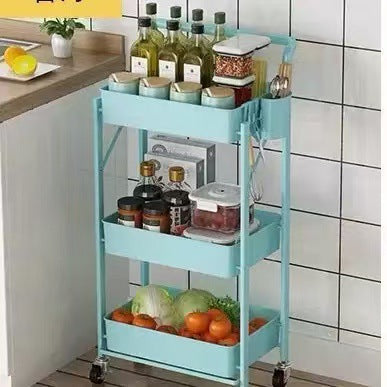 Small trolley storage rack | portable snack rack | foldable multi-layer floor storage rack