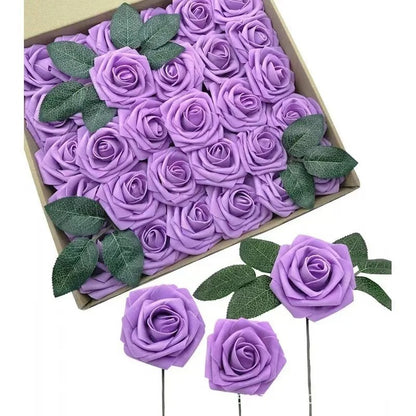 Rose Artificial Foam Fake Flowers | 15/25/100pcs Bulk Pack | Wedding Bouquets Centerpieces Mothers Day Valentines Gifts Party Decor