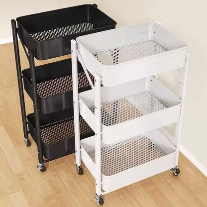 Small trolley storage rack | portable snack rack | foldable multi-layer floor storage rack