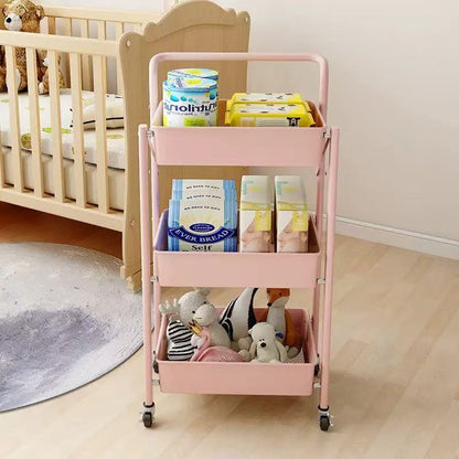 Small trolley storage rack | portable snack rack | foldable multi-layer floor storage rack
