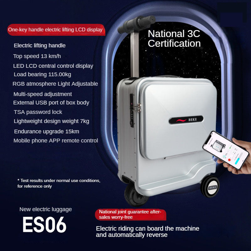 Smart electric suitcase with a remote control for travel and a 20-inch trolley case