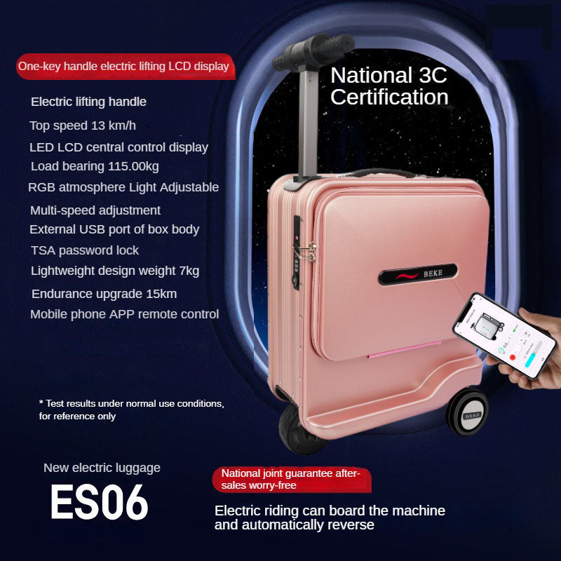 Smart electric suitcase with a remote control for travel and a 20-inch trolley case