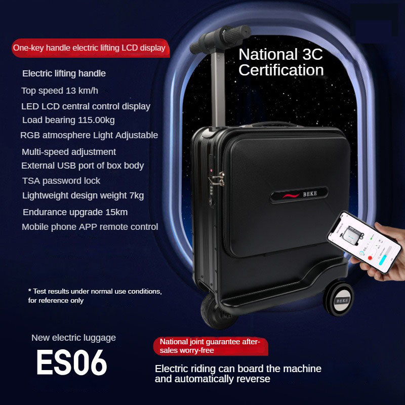 Smart electric suitcase with a remote control for travel and a 20-inch trolley case