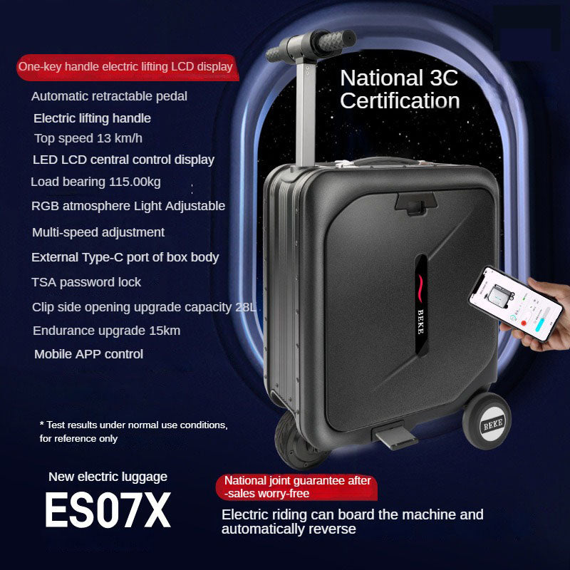 Smart electric suitcase with a remote control for travel and a 20-inch trolley case