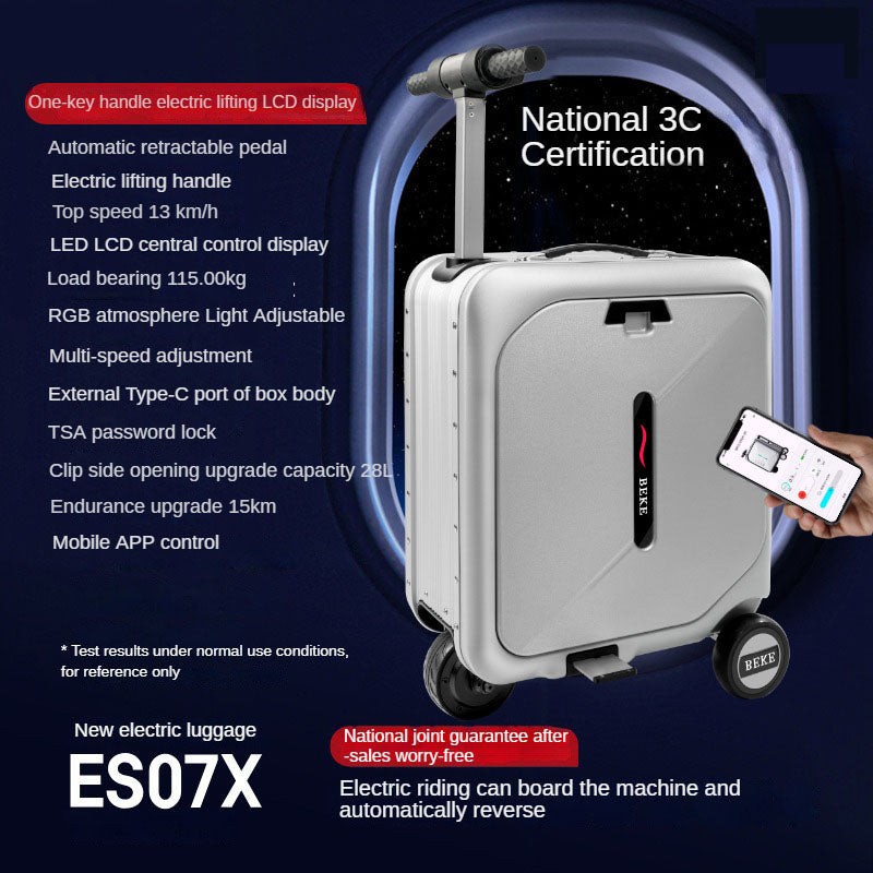 Smart electric suitcase with a remote control for travel and a 20-inch trolley case