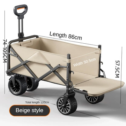 Electric Camper Outdoor Camping Folding Cart | Camp Power Hand Pull Picnic Trailer | Electric Power
