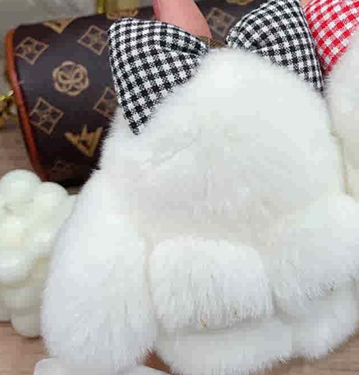 Fashion hair accessories - bow - shaped rabbit keychains, plush dolls, cute and sweet - looking rabbit keychains, alloy - ring key rings, gifts for ladies.