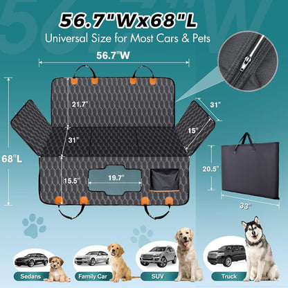 Dog Rear Seat Extender | 400 Lbs Load-Bearing | Waterproof Dog Car Seat Cover | Removable Hard Base | 600D Heavy-Duty Material | Car Dog Hammock | For SUVs - Grey