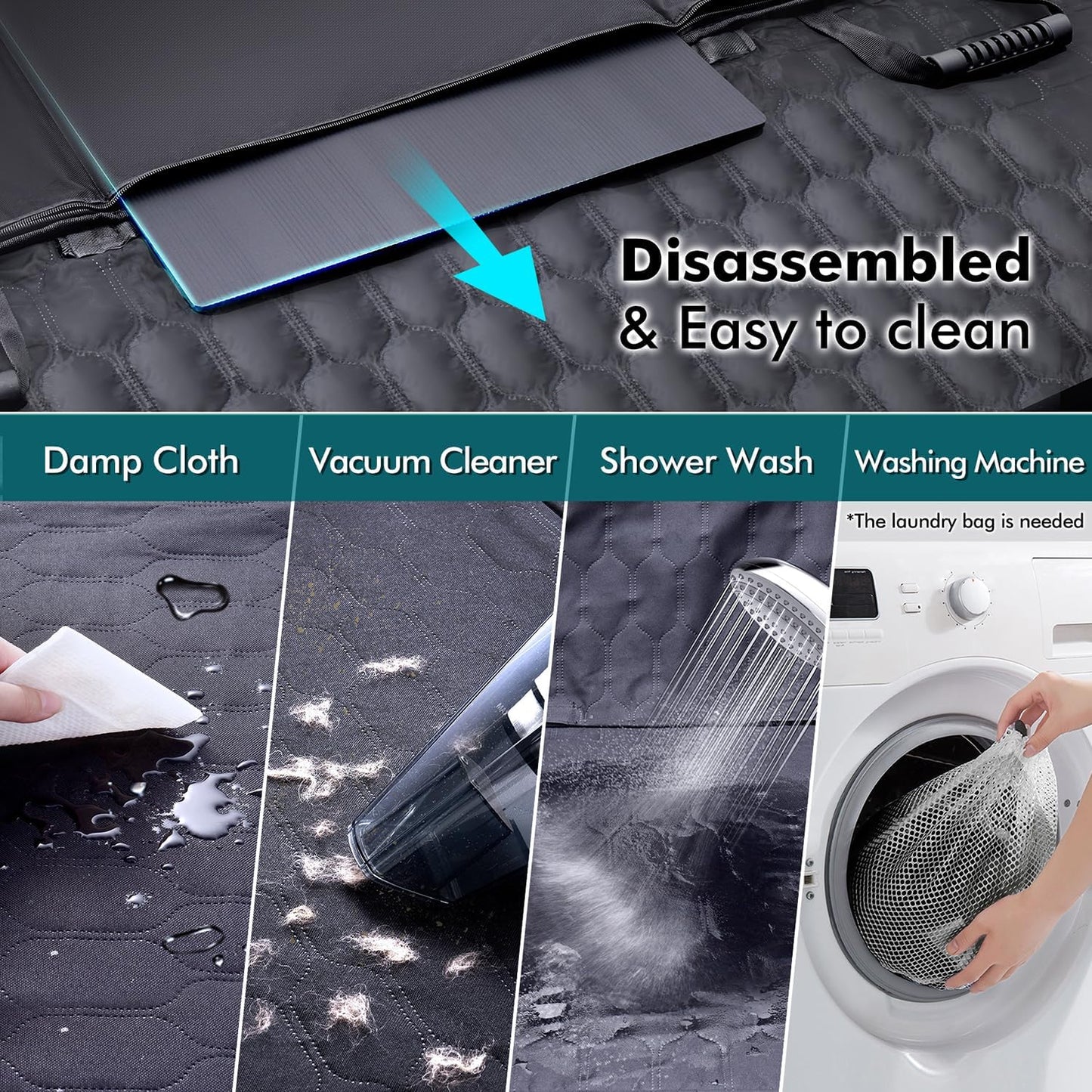 Dog Rear Seat Extender | 400 Lbs Load-Bearing | Waterproof Dog Car Seat Cover | Removable Hard Base | 600D Heavy-Duty Material | Car Dog Hammock | For SUVs - Grey