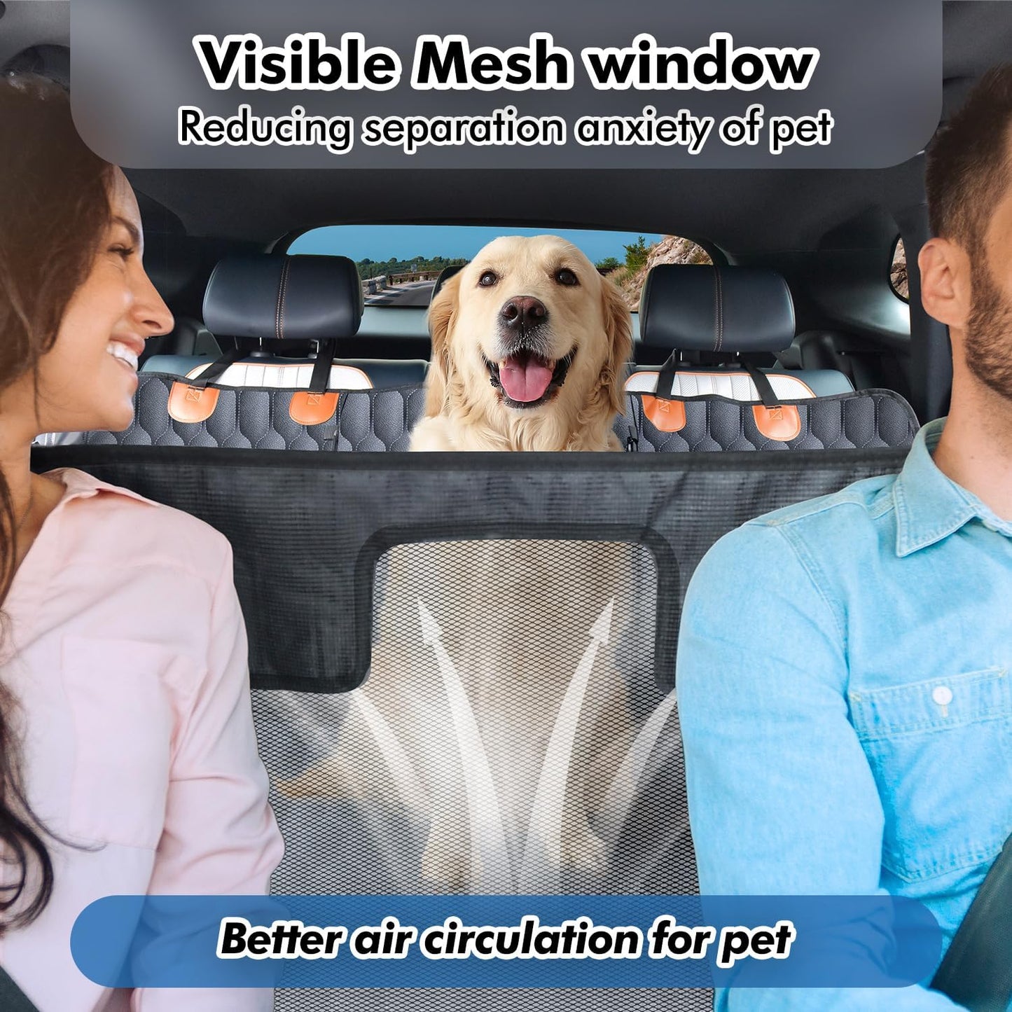 Dog Rear Seat Extender | 400 Lbs Load-Bearing | Waterproof Dog Car Seat Cover | Removable Hard Base | 600D Heavy-Duty Material | Car Dog Hammock | For SUVs - Grey