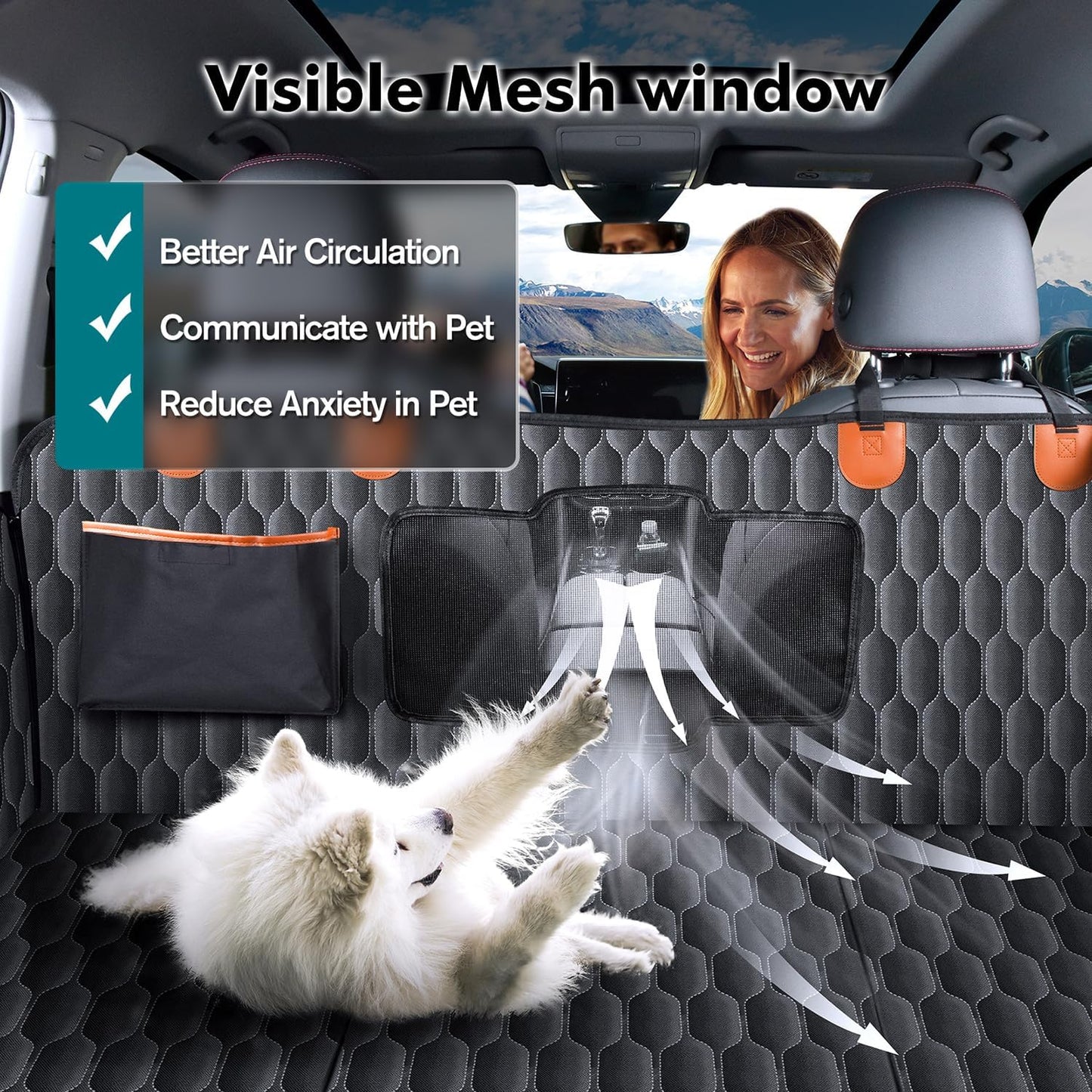 Dog Rear Seat Extender | 400 Lbs Load-Bearing | Waterproof Dog Car Seat Cover | Removable Hard Base | 600D Heavy-Duty Material | Car Dog Hammock | For SUVs - Grey