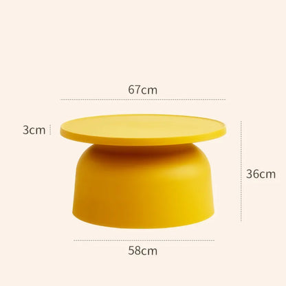 Nordic Style Plastic round Coffee Table Sofa Side Small-Space Corner Table with Wide Storage Desktop for Home Furniture