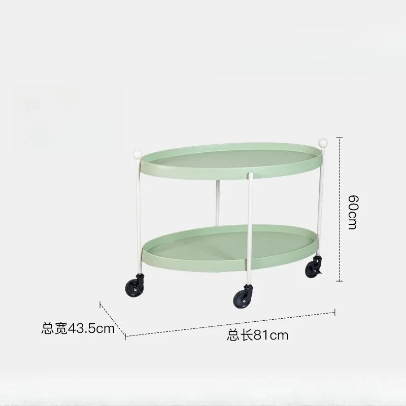 Nordic-Style Mobile Cart Living Room Sofa Side Storage Table Minimalist Home Decor with Wheels Multi-Purpose Coffee Table