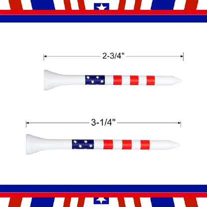 50 Pcs American Flag Style Durable Bamboo Golf Tees, High-Quality Golf Long-Distance Hitting Professional Friction Reducing Tee