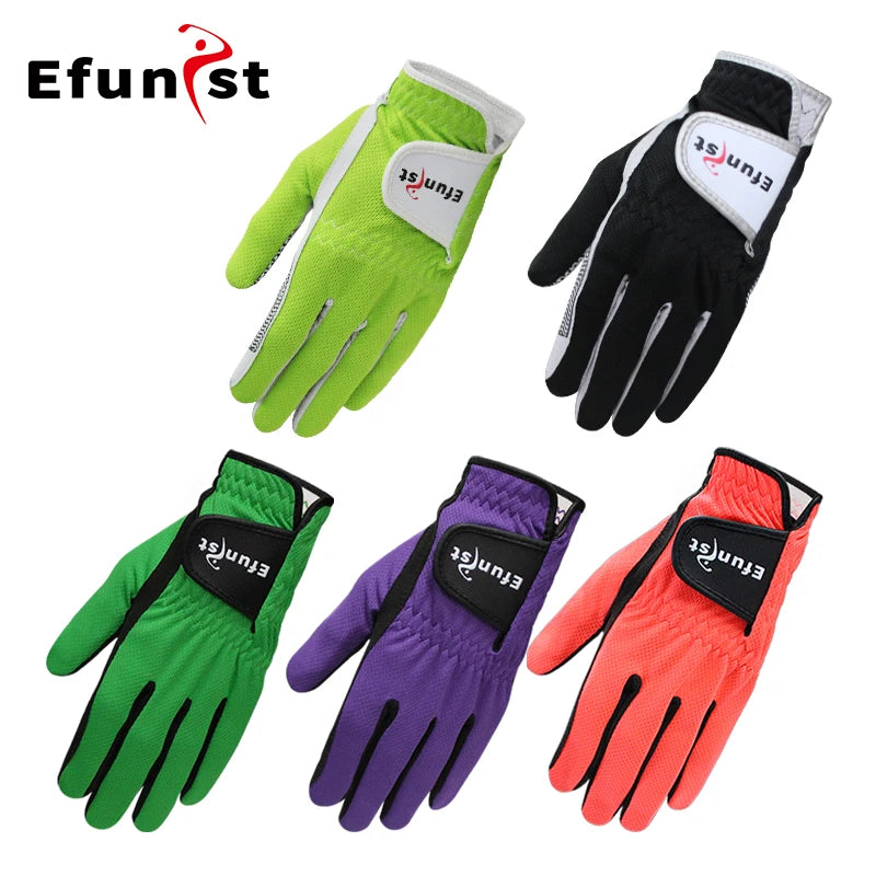 Men's Golf Glove Micro Soft Fiber Breathable 1 Pair or Worn on Left/Right Hand With Magic Tape Elastic Band 5 Colors Golf Gloves