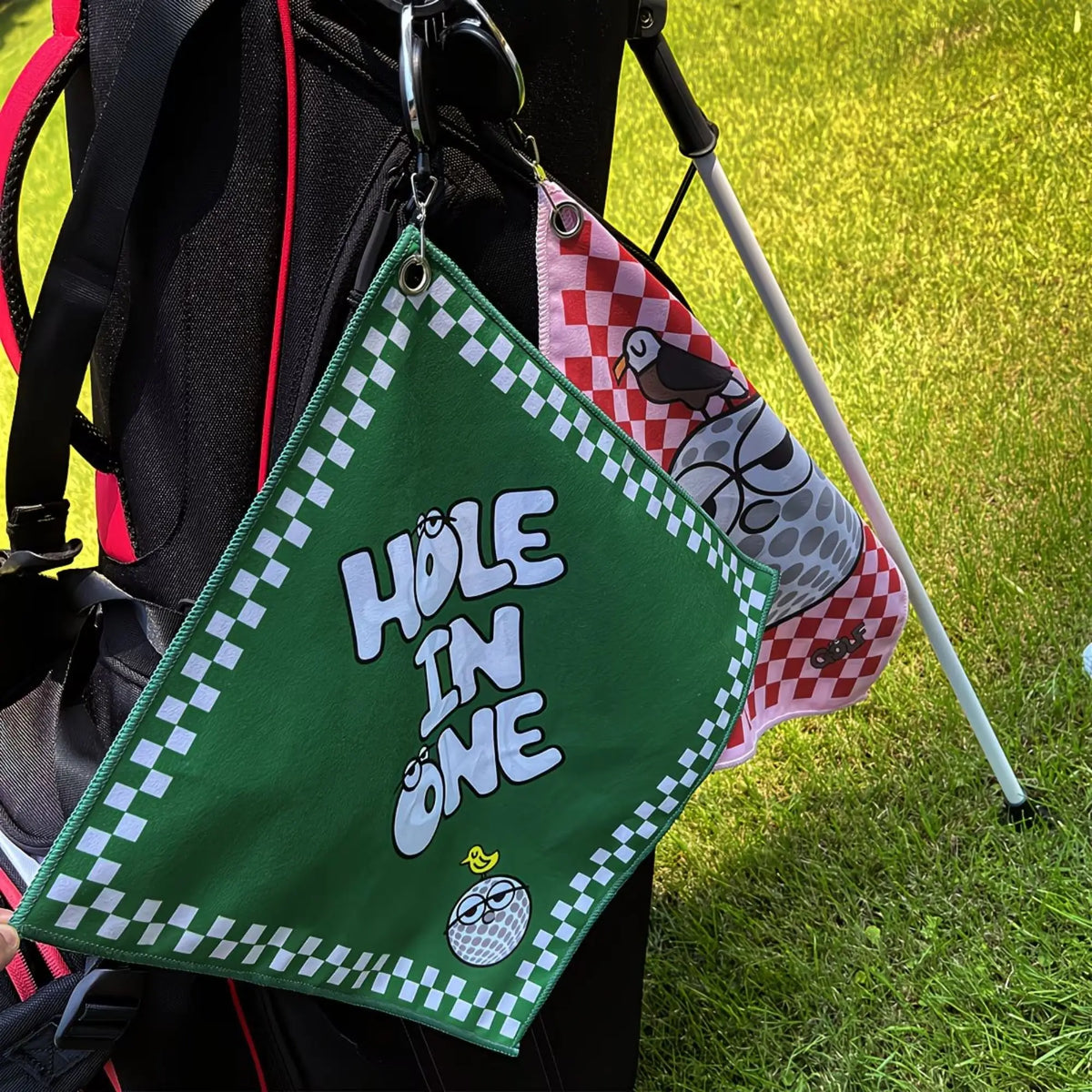 2 Counts New High Quality Golf Towels Fashionable and Double Sided Print Telescopic Hook Quick Drying Super Absorbent Soft Fast