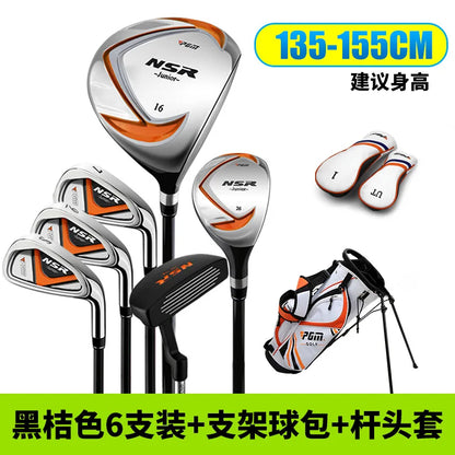 PGM Kids Golf NSR Clubs Set Left/Right Handed Stainless Steel 135-155cm Children Beginners Practice 6pcs Pole with Bag JRTG006