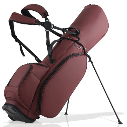 Golf Stand Bag, 7 Dividers Golf Club Bag with Double Shoulder Straps, Eco-Friendly Synthetic Leather, Stand Fix Buckle, 3 Detac