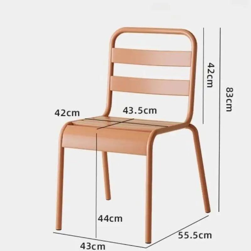 Nordic Outdoor Chair Simple Living Room Chair Home Iron Stackable Leisure Dining Table Chairs Outdoor Balcony Garden Chairs