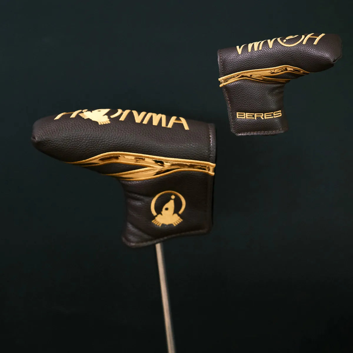 Premium Golden Golf Club Head Covers Set Luxury PU Leather Driver Fairway Hybrid Iron Putter Headcover Protector Set