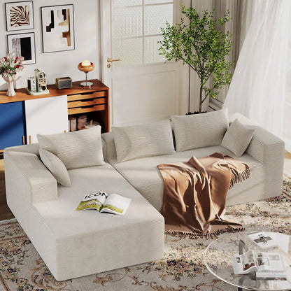 111 Inch L-Shaped Cloud Sectional Sofa Couch, Compression Couch with Chaise, Modular Deep Seat Boneless Design for, Customized