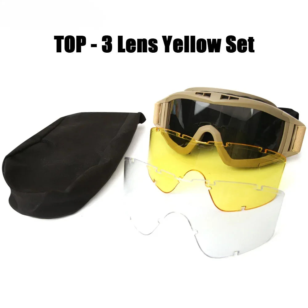 Outdoor tactical glasses, desert locust military fan goggles, dust-proof shooting, motorcycle CS shock resistant sports glasses