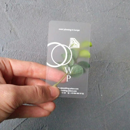 Custom Transparent PVC Business Cards White Ink Print Thank You Cards One Side Print Free Design Round Corner Office Supplies