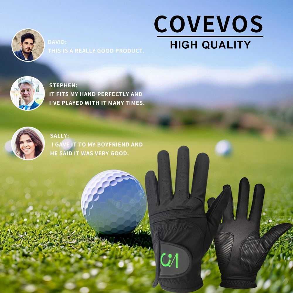 1 PU Leather High Performance Golf Glove All Weather - Black - Left/Right