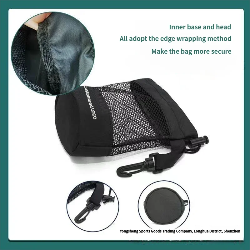 Polyester Golf Ball Storage Bag with Drawstring Closure - Mesh Pocket Design for Easy Organization, Available Gray/Blue/Black