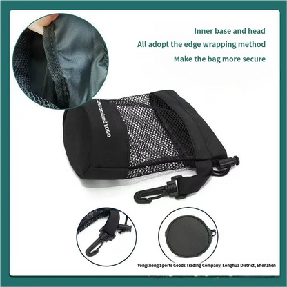 Polyester Golf Ball Storage Bag with Drawstring Closure - Mesh Pocket Design for Easy Organization, Available Gray/Blue/Black