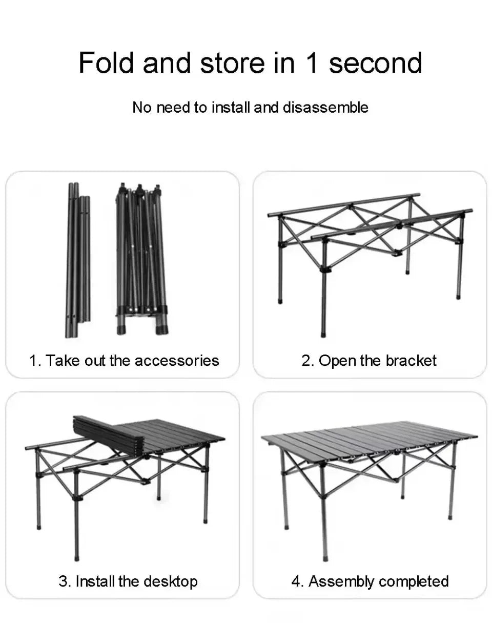 Outdoor Folding Table Easy To Install Camping Desk Aluminum Alloy Lightweight Picnic Tables Portable Storage Egg Roll Long Desks