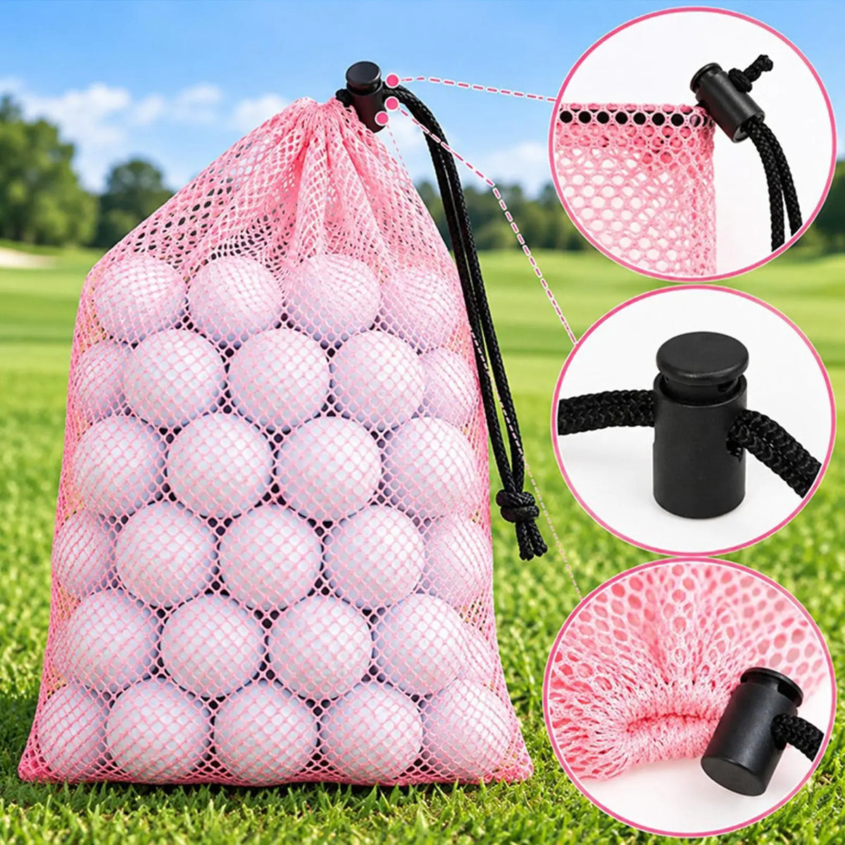 Golf Ball Bag Pouch Training Practice Drawstring Organizer Mesh Golf Ball Storage Bag For Fathers Husbands Grandfathers Gym Men