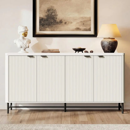 65" Buffet Sideboard with 4 Doors Adjustable Shelves Coffee Bar Console for Dining Living Entryway White Customized