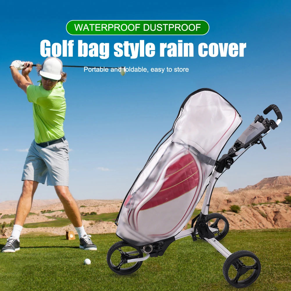 PVC Golf Bag Rain Cover with Hood Clear Golf Cart Travel Bag Golf Bag Protector Golf Trolley Rain Bag Outdoor Sporting Supplies