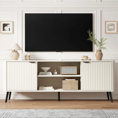 65" Buffet Sideboard with 4 Doors Adjustable Shelves Coffee Bar Console for Dining Living Entryway White Customized