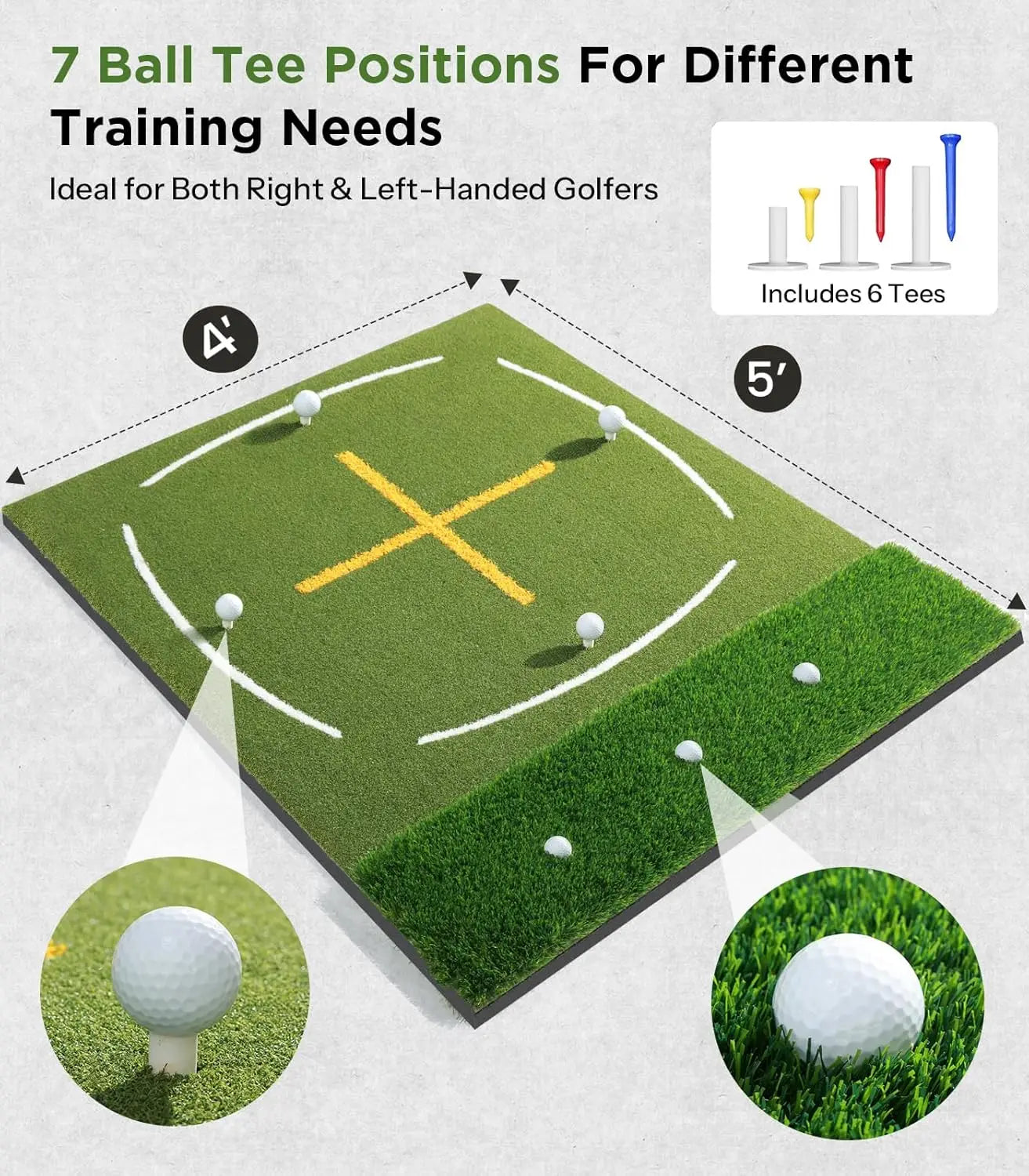 Multifunctional Golf Swing Mat with Long And Short Grass Combination Teaching Aids Crossline Indoor And Outdoor Ball Mat