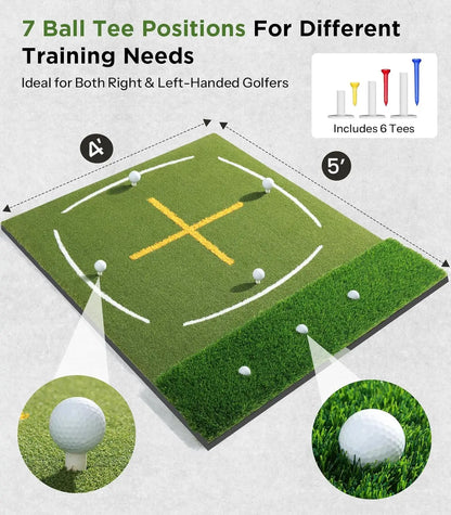 Multifunctional Golf Swing Mat with Long And Short Grass Combination Teaching Aids Crossline Indoor And Outdoor Ball Mat