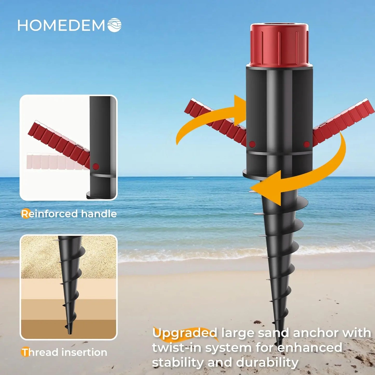 7FT Heavy Duty Windproof Beach Umbrella with Table & Anchor, UPF 50+ Sun Protection, Adjustable Aluminum Pole