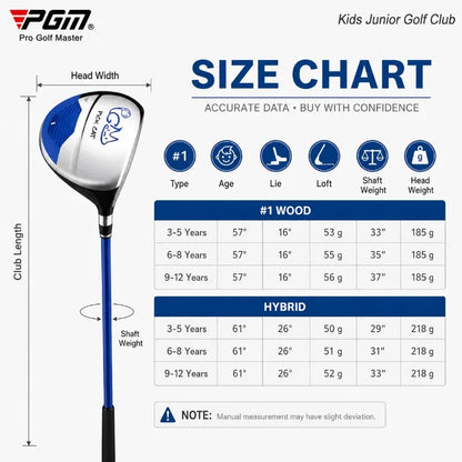 PGM Kids Golf Club Junior Wood Hybrid Club 312 Years Children Beginner Training Right Hand Golf Practice Club