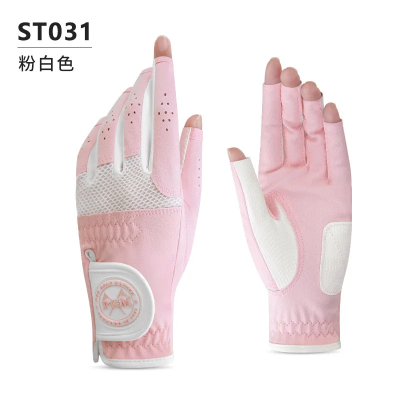 PGM Golf Women's Gloves Sports Gloves Microfiber Cloth Breathable Exposed Finger Wear Resistant Anti Slip Soft Breathable
